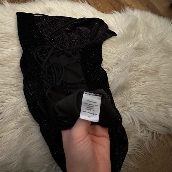 LUCY IN THE SKY Black Cowl Neck Sparkly Dress - Picture 7 of 7